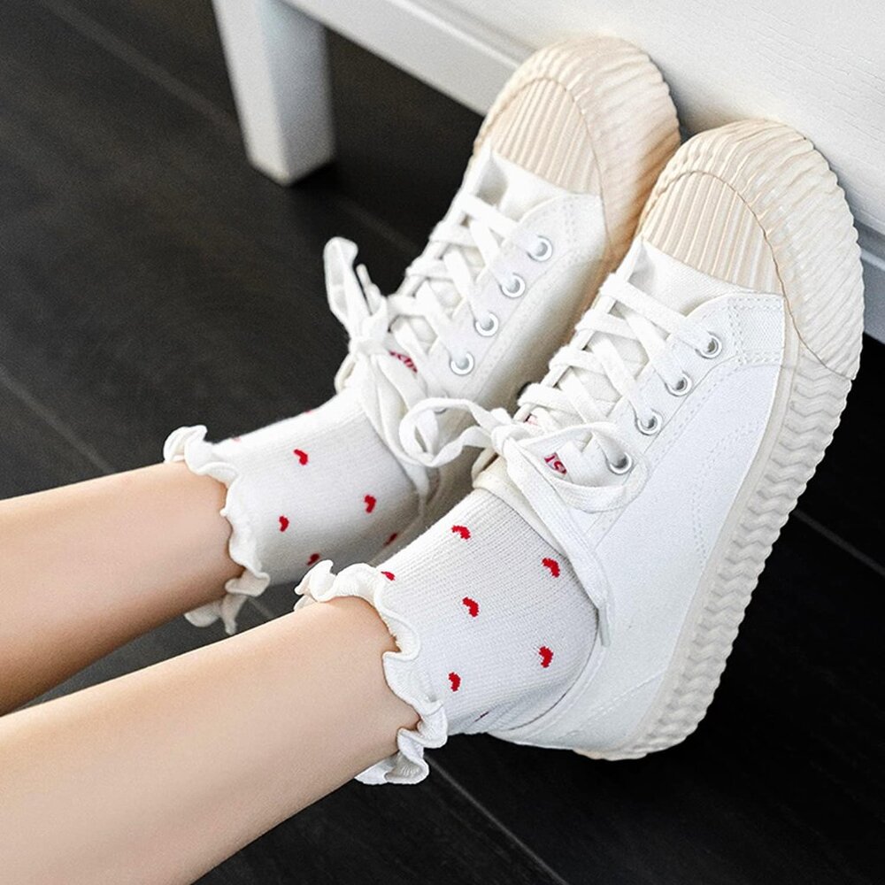 Womens Socks, Ruffle Casual Ankle Socks Breathable Cool Cotton Knit Lettuce Crew View 2